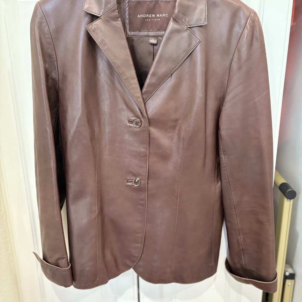 Andrew Marc Chocolate Brown Leather Jacket